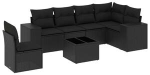 VidaXL Polyrattan Kerti Ülőgarnitúra - 7 részes - Fekete