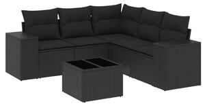 VidaXL Polyrattan Kerti Ülőgarnitúra - 6 részes - Fekete