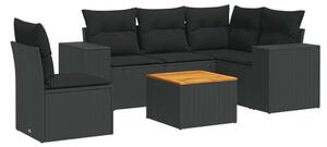 VidaXL Polyrattan Kerti Ülőgarnitúra - 6 részes - Fekete