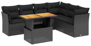 VidaXL Polyrattan Kerti Ülőgarnitúra - 7 részes, Fekete