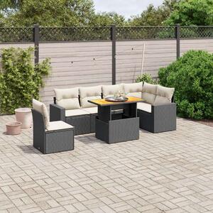 VidaXL Polyrattan Kerti Ülőgarnitúra - 7 részes - Fekete