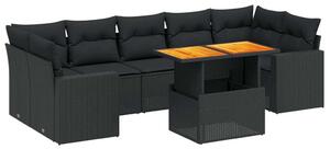 VidaXL Polyrattan Kerti Ülőgarnitúra - 8 részes - Fekete