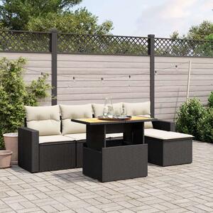 VidaXL Polyrattan Kerti Ülőgarnitúra - 6 részes - Fekete