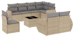 VidaXL Polyrattan Kerti Ülőgarnitúra - 9 részes - Bézs