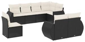VidaXL Polyrattan Kerti Ülőgarnitúra - 8 részes - Fekete