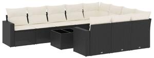 VidaXL Polyrattan Kerti Ülőgarnitúra - 11 részes - Fekete
