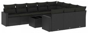 VidaXL Polyrattan Kerti Ülőgarnitúra - 11 részes - Fekete