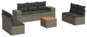 Polyrattan Kerti Ülőgarnitúra - 8 részes - Szürke