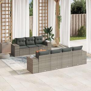 VidaXL Polyrattan Kerti Ülőgarnitúra - 8 részes - Szürke