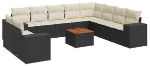VidaXL Polyrattan Kerti Ülőgarnitúra - 11 részes - Fekete
