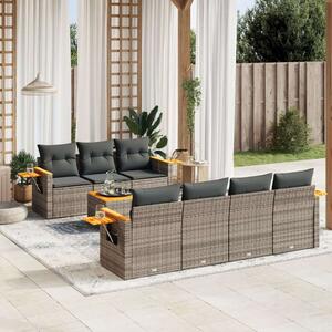 VidaXL 8-részes szürke polyrattan kerti ülőgarnitúra párnákkal