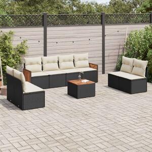 VidaXL Polyrattan Kerti Ülőgarnitúra - 9 részes - Fekete
