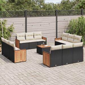VidaXL Polyrattan Kerti Ülőgarnitúra - 13 részes - Fekete