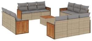 VidaXL Polyrattan Kerti Ülőgarnitúra - Bézs - 13 részes
