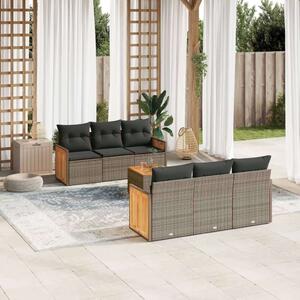 Polyrattan Kerti Ülőgarnitúra - 7 részes - Szürke
