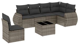 VidaXL Polyrattan Kerti Ülőgarnitúra - 7 részes - Szürke