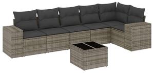 Polyrattan Kerti Ülőgarnitúra - 7 részes - Szürke