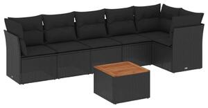 VidaXL Polyrattan Kerti Ülőgarnitúra - 7 részes - Fekete