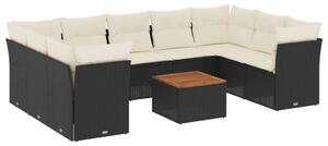 VidaXL Polyrattan Kerti Ülőgarnitúra - 10 részes - Fekete