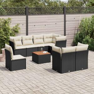 VidaXL Polyrattan Kerti Ülőgarnitúra - 9 részes - Fekete