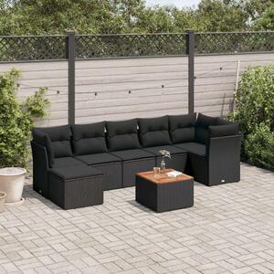 VidaXL Polyrattan Kerti Ülőgarnitúra - 8 részes - Fekete