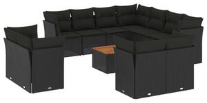 VidaXL Polyrattan Kerti Ülőgarnitúra - 12 részes - Fekete