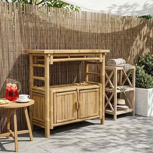VidaXL Konzolasztal polcokkal Természetes 80 x 35 x 75 cm Bambusz