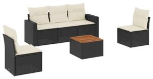 VidaXL Polyrattan Kerti Ülőgarnitúra - 6 részes - Fekete