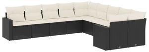 VidaXL Polyrattan Kerti Ülőgarnitúra - 10 részes - Fekete