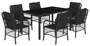 VidaXL - 7 Részes Kerti Étkezőgarnitúra - Polyrattan - Fekete
