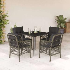 VidaXL Polyrattan Kerti Étkezőgarnitúra - 5 részes, Szürke