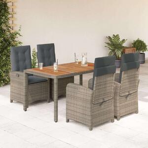 Vidaxl Polyrattan Kerti Étkezőgarnitúra - 5 részes - Szürke