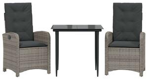 VidaXL Polyrattan Kerti Étkezőgarnitúra - 3 részes - Szürke