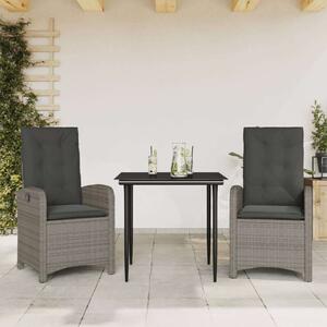 VidaXL Polyrattan Kerti Étkezőgarnitúra - 3 részes - Szürke