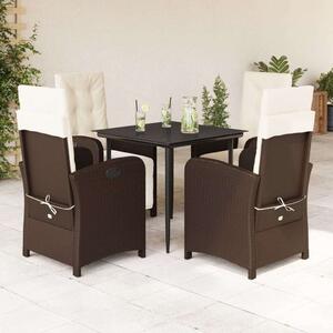 VidaXL Polyrattan Kerti Étkezőgarnitúra - 5 részes, Barna