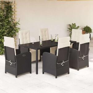 VidaXL Polyrattan Kerti Étkezőgarnitúra - 7 részes - Fekete
