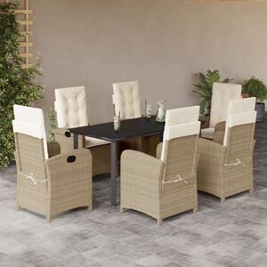 VidaXL Polyrattan Kerti Étkezőgarnitúra - 7 részes, Bézs