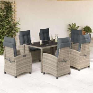 Polyrattan Kerti Étkezőgarnitúra - 7 részes - Szürke