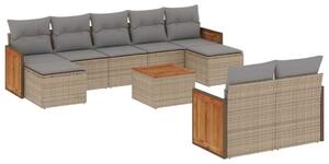 VidaXL Polyrattan Kerti Ülőgarnitúra - 10 részes - Bézs