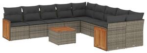 VidaXL Polyrattan Kerti Ülőgarnitúra - 11 részes - Szürke