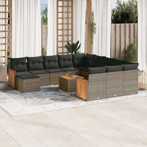 VidaXL Polyrattan Kerti Ülőgarnitúra - 13 részes - Szürke
