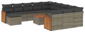 VidaXL Polyrattan Kerti Ülőgarnitúra - 13 részes - Szürke