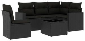 VidaXL Polyrattan Kerti Ülőgarnitúra - 6 részes - Fekete