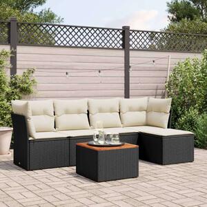 VidaXL Polyrattan Kerti Ülőgarnitúra - 6 részes - Fekete