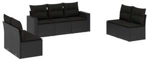 VidaXL 7 részes Kerti Ülőgarnitúra - Fekete Polyrattan