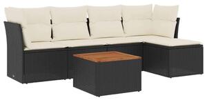 VidaXL Polyrattan Kerti Ülőgarnitúra - 6 részes - Fekete