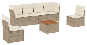 VidaXL Polyrattan Kerti Ülőgarnitúra - 7 részes, Bézs