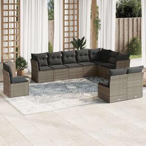 VidaXL Polyrattan Kerti Ülőgarnitúra - 10 részes - Szürke