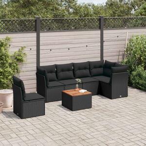 Polyrattan Kerti Ülőgarnitúra - 7 részes - Fekete