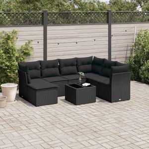 VidaXL Polyrattan Kerti Ülőgarnitúra - 8 részes - Fekete
